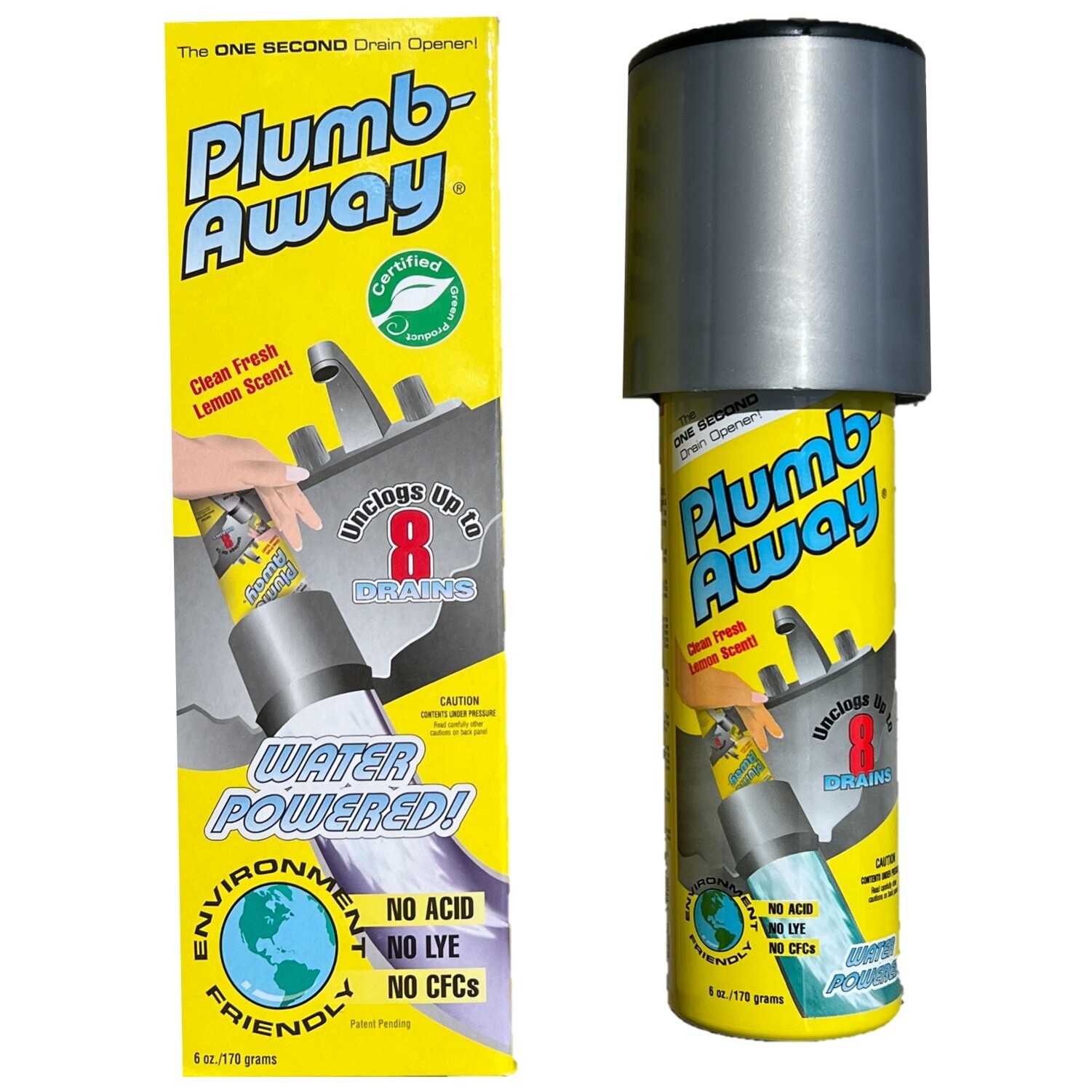 Plumb Away Drain Clog Remover & Cleaner-NO Chemicals-Easy to use- REFILL CAN