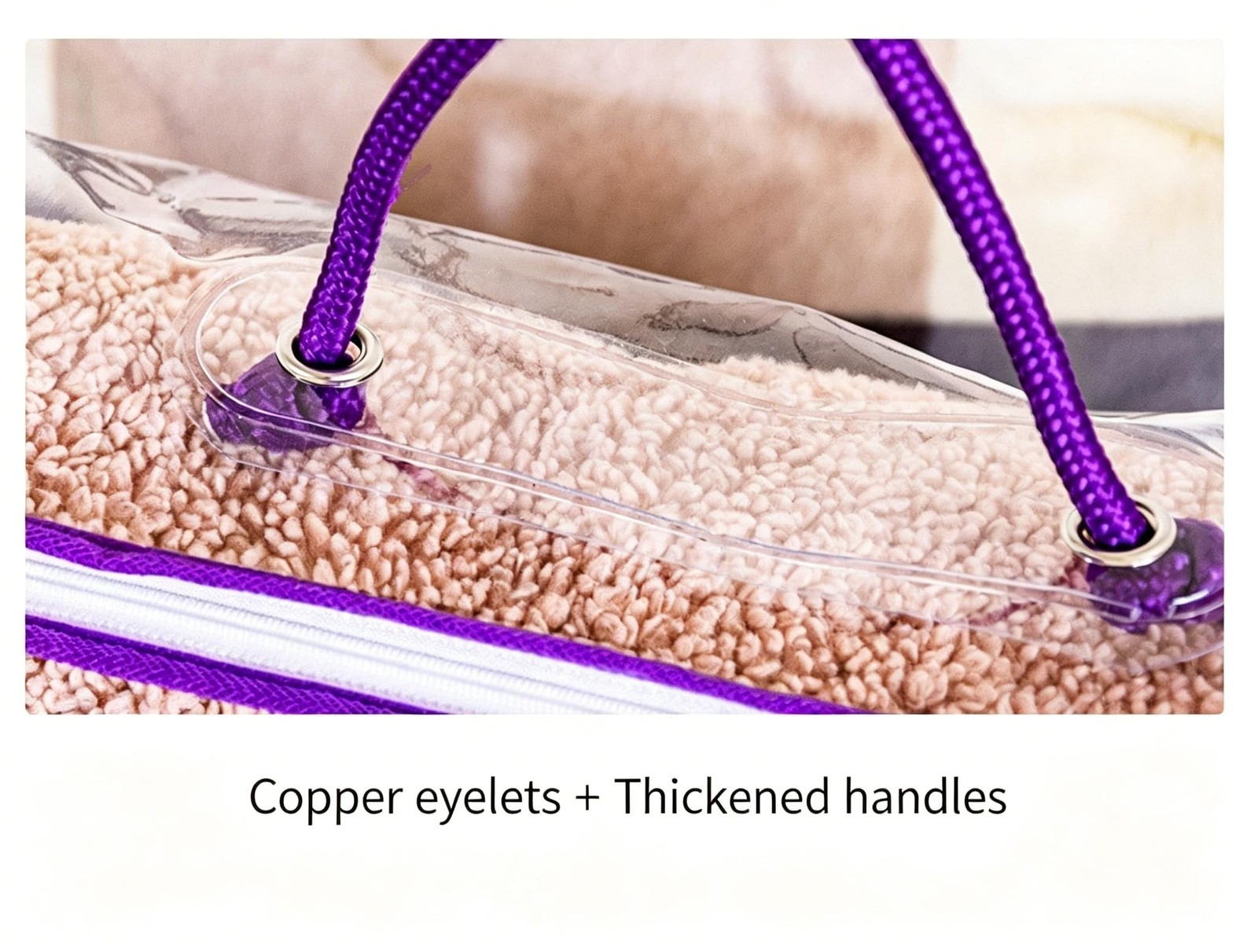 5 Pack Clear PVC Storage Bags with Reinforced Handles, Waterproof purple