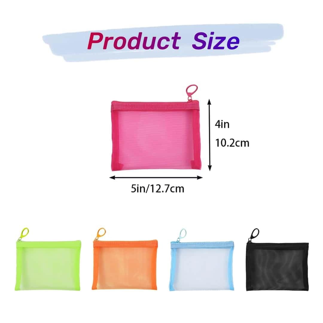 ZSlactp 5 Pack Small Mesh Zipper Pouch Bags for Purse, 5″ x 4″, B7 (5″ x 4″)