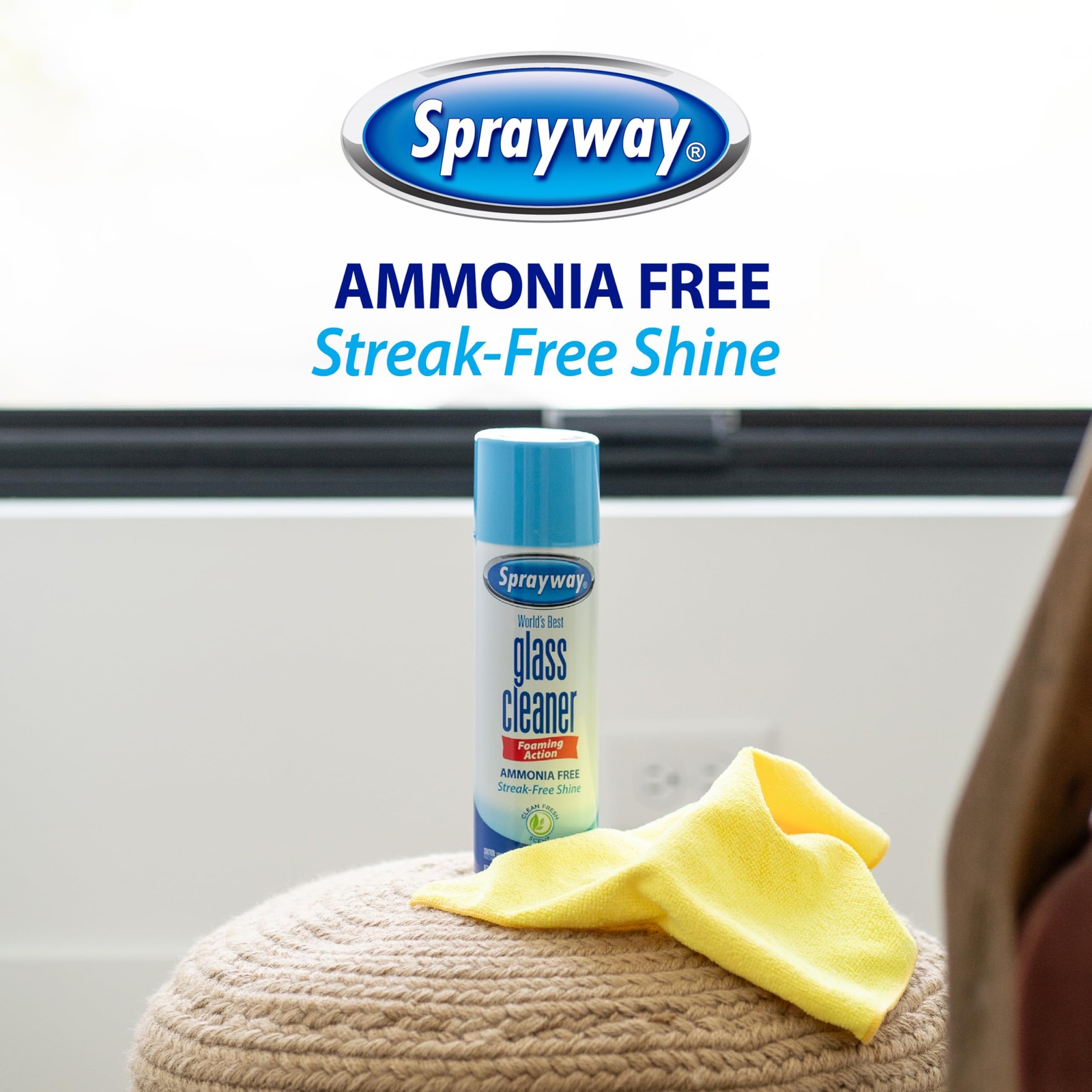 Sprayway Glass Cleaner Foaming Aerosol Spray, 19oz, Pack of 2 | Ammonia-Free,