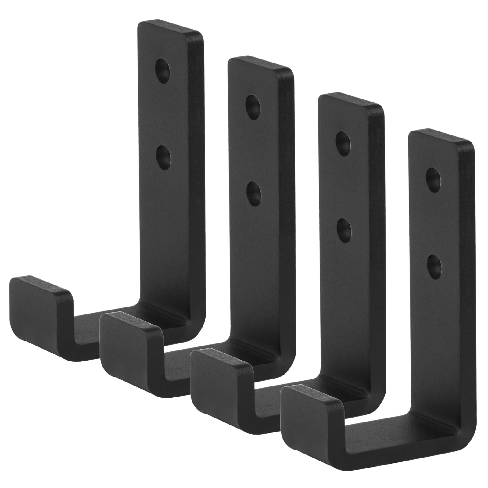 4 Pack 5-1/2 Inch Heavy Duty Black Steel J Hook Wall Mount Utility Hook