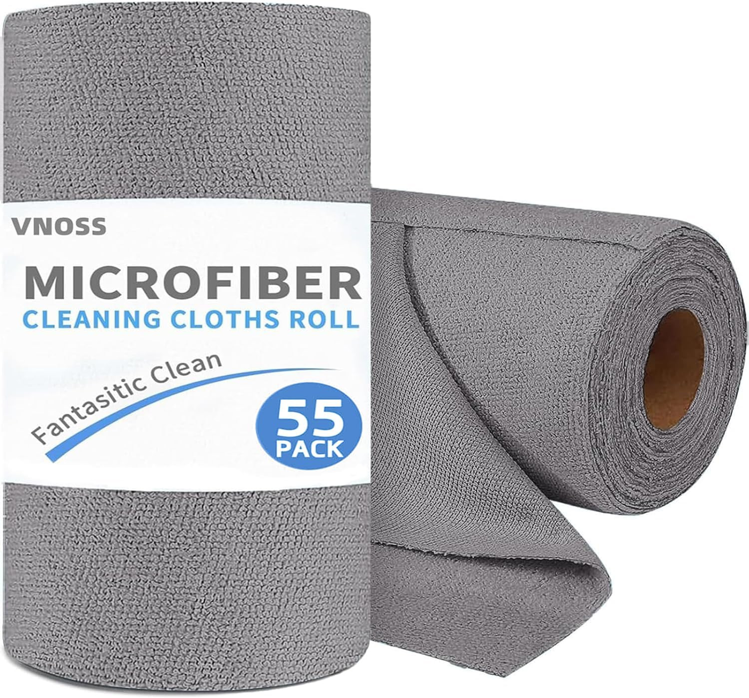 55 Pack Microfiber Cleaning Cloth Roll, Tear Away Reusable Towels, 11″ X 9″, …