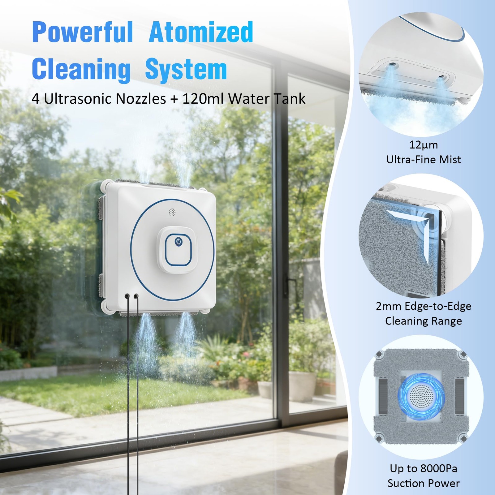 BINMIT Window Cleaner Robot with 4 Cleaning Modes, 8000Pa Suction Dual Direct…