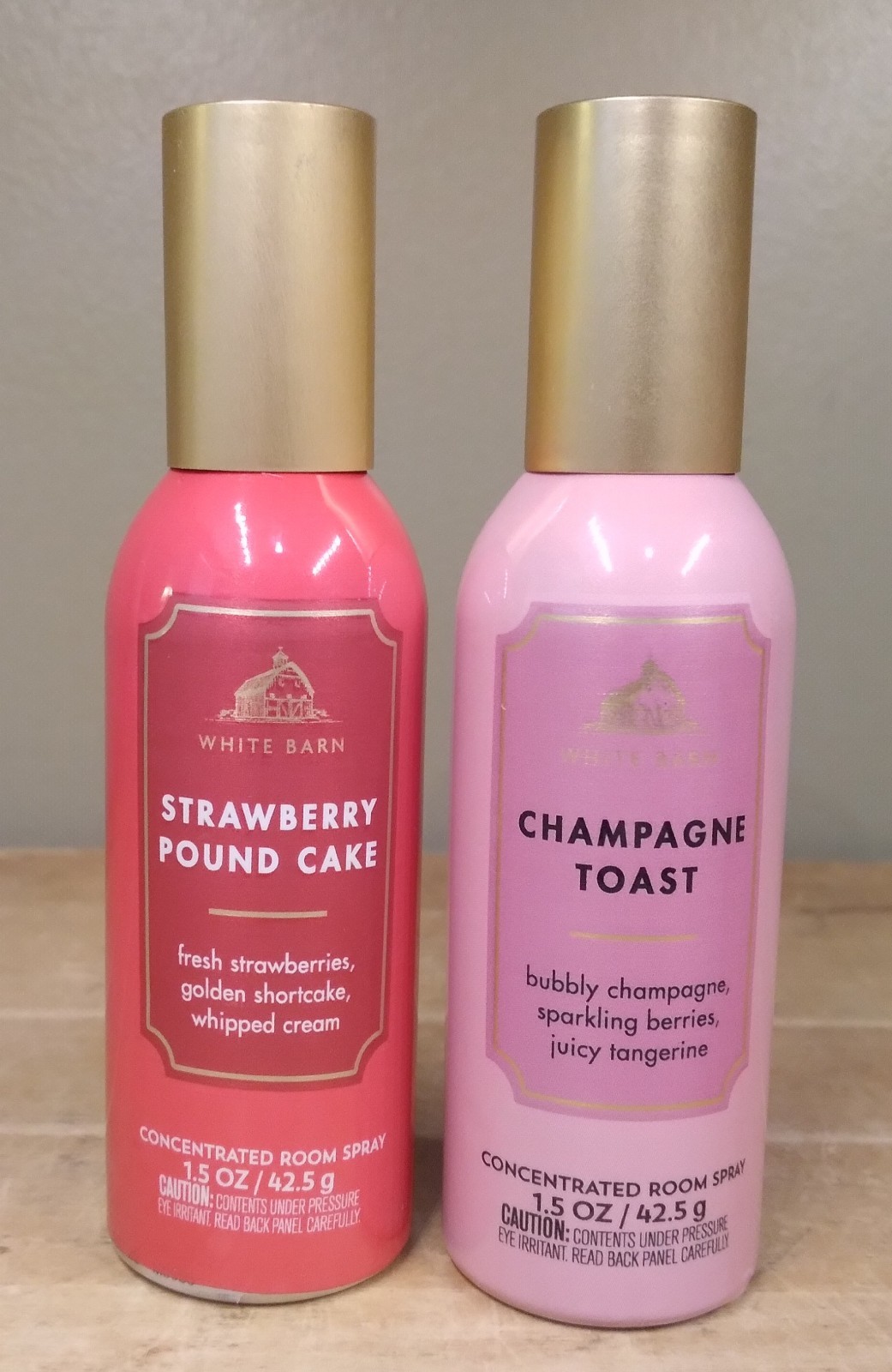 (2) Bath & Body Works Room Sprays 1.5oz Strawberry Pound Cake, Champagne Toast