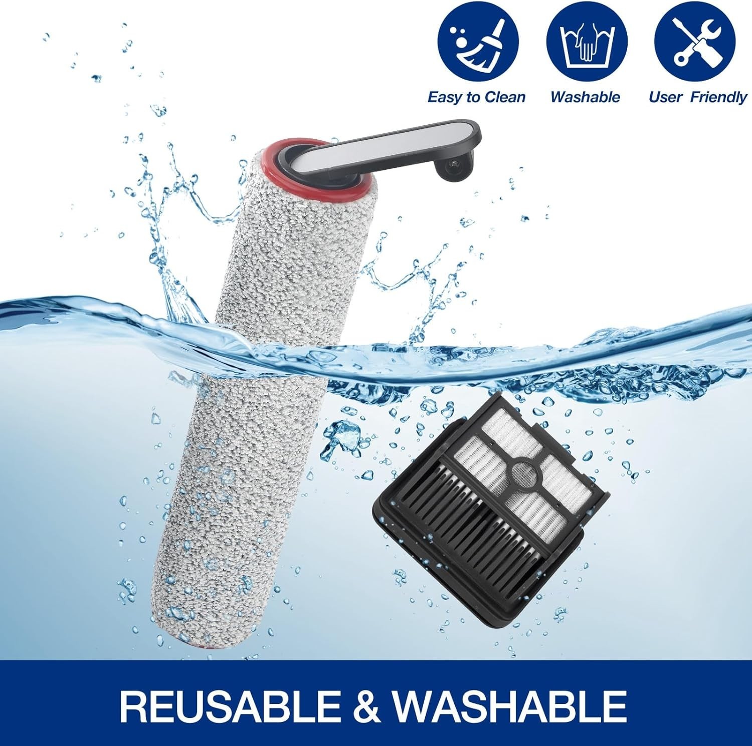 H12 Pro Roller Brush Replacement and HEPA Filter for Dreame H12 Pro, H12 Dual…