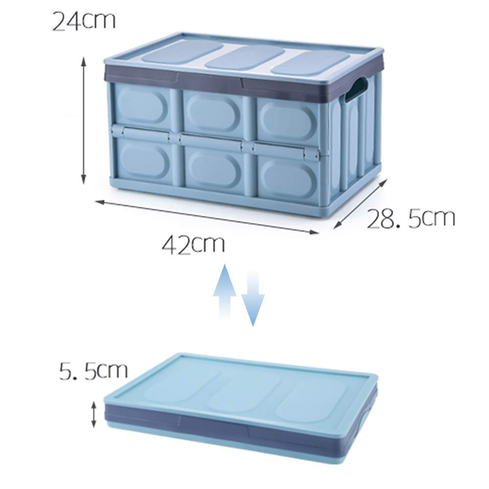 Lidded Storage Bins 2 Pack 30L Blue – Stackable Collapsible Plastic Crates
