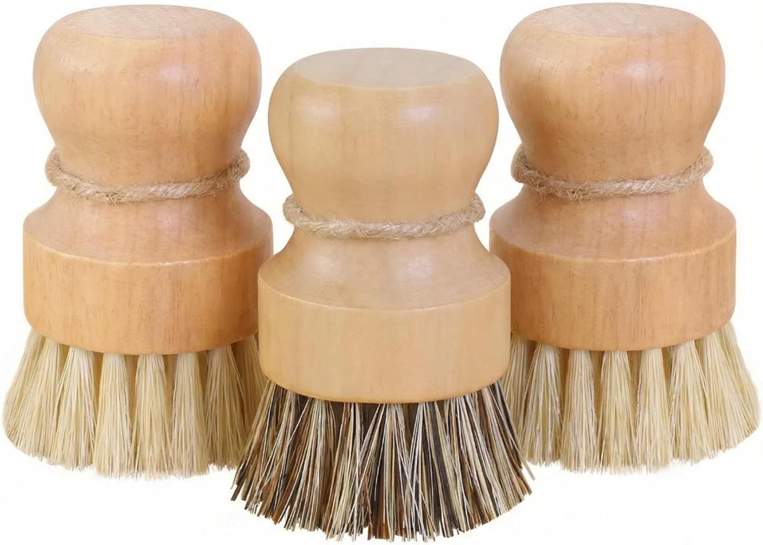 Wooden Dish Scrub Brush – Natural Fiber Kitchen Dish Scrubber Set, for Cleani…