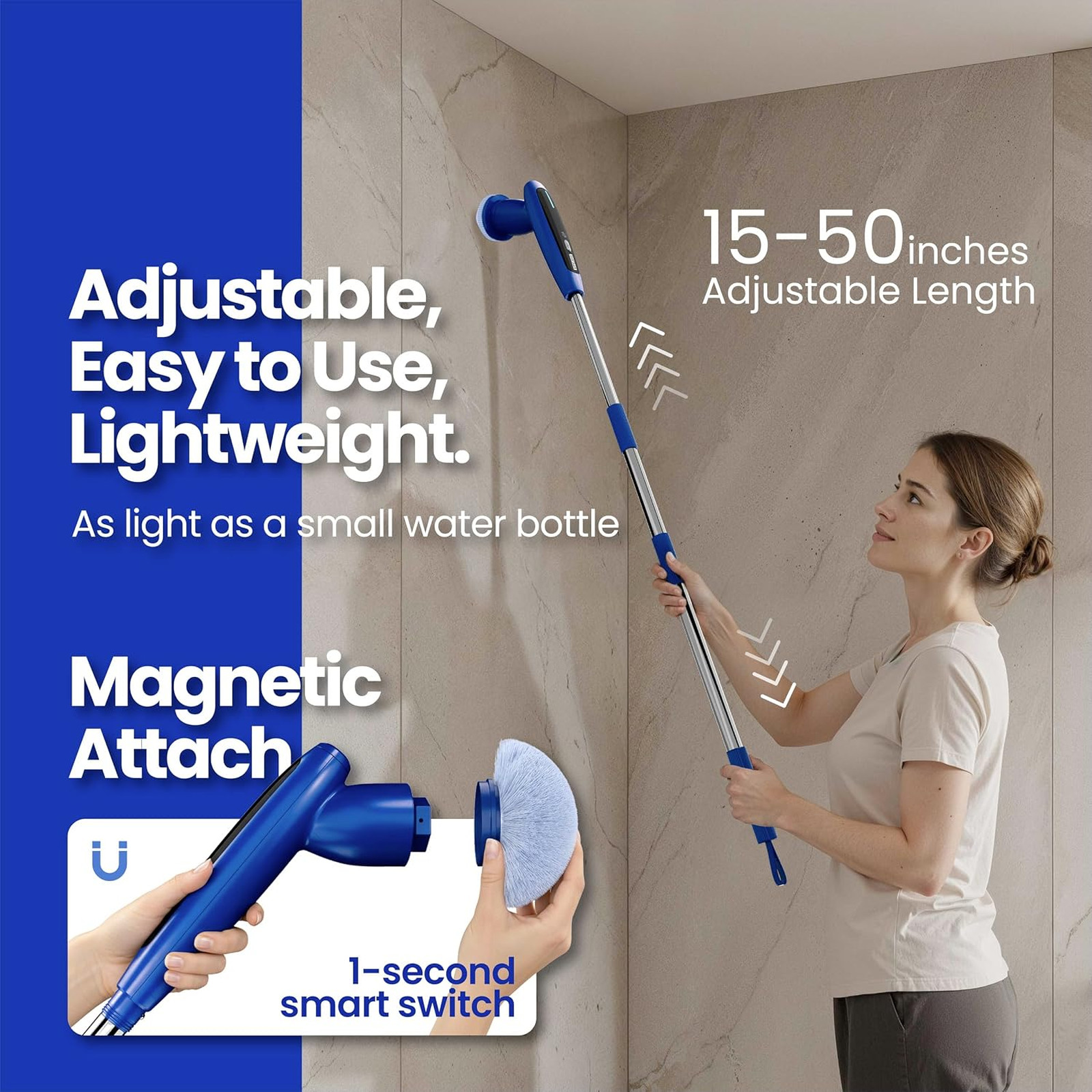 Electric Spin Scrubber 8 Attachments Waterproof Cordless Power Cleaner 120 Min