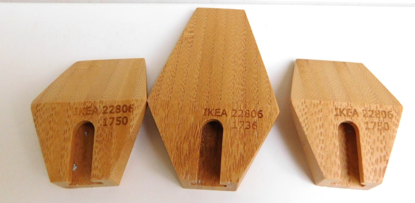 IKEA SKUGGIS Wall Hook 4.5″ + 2.75″ Bamboo Wood 203.501.63 Lot of 3 Gently Used
