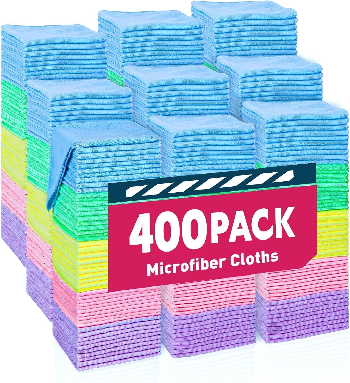 Microfiber Towels Bulk-400 Pack, Cleaning Cloths, Microfiber Towels for Cars