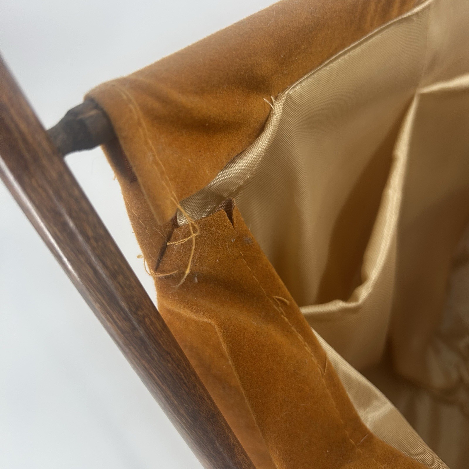 Vintage MCM, Mid Century Modern Folding Wood Leather Magazine Rack Fast Shipping