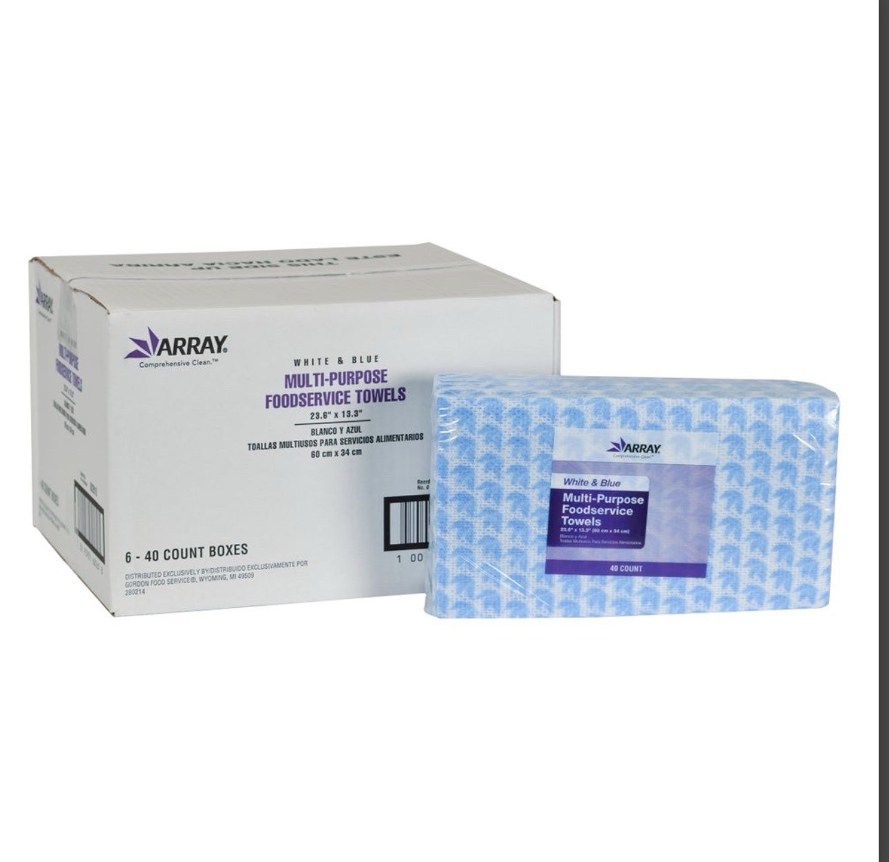 Case Of Array Multi-Purpose Foodservice Towels, 23.6” x 13.3”, 40 Ct Bag,6/Case