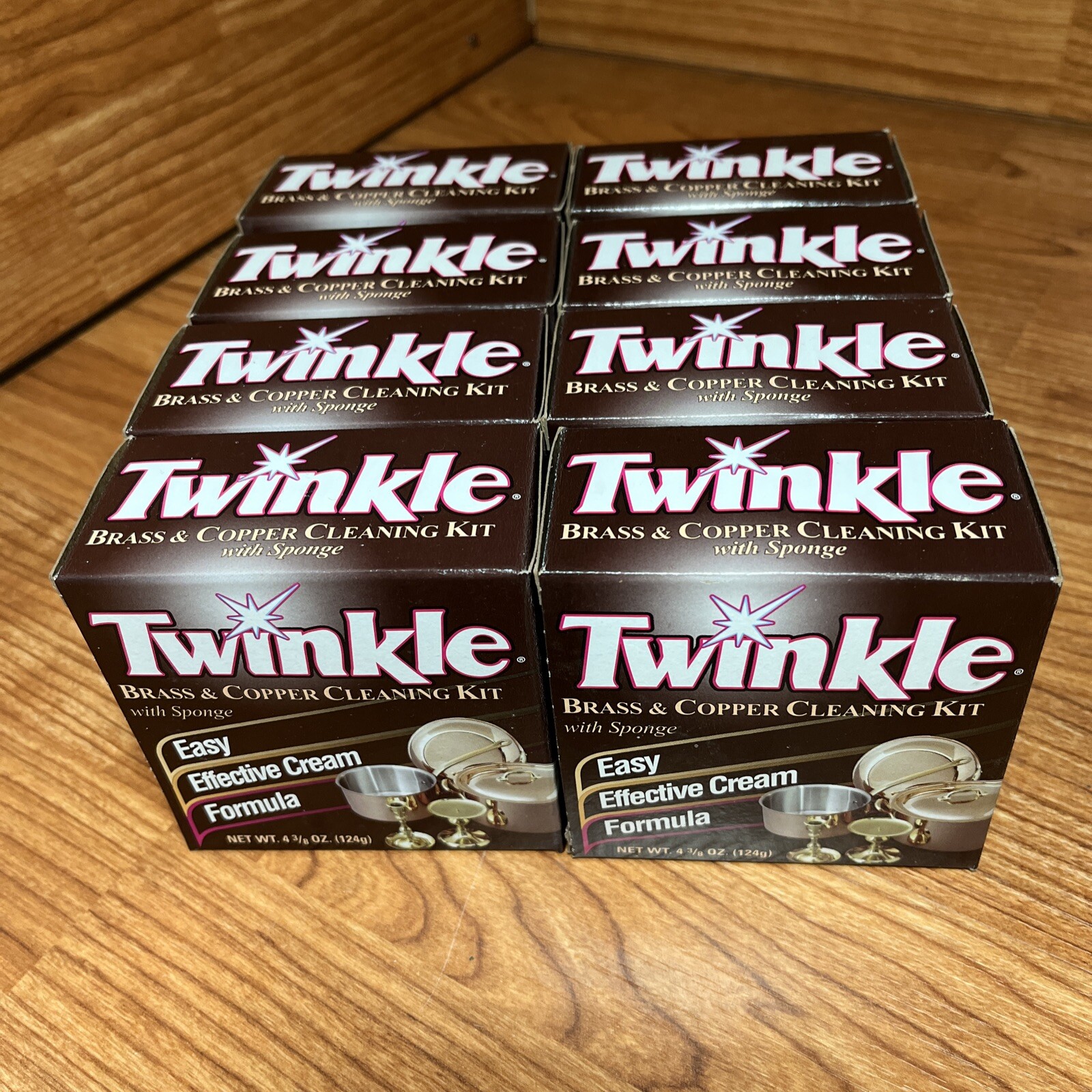 Malco Twinkle Brass and Copper Cleaning Kit 4.38 oz Polish Cream Sponge, 8 Pack