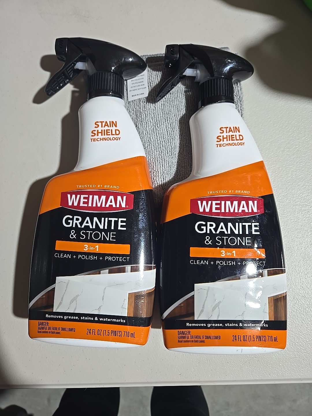 Pack Of 2 Weiman GRANITE & STONE 3 In 1 Clean Polish Protect 48 oz Total