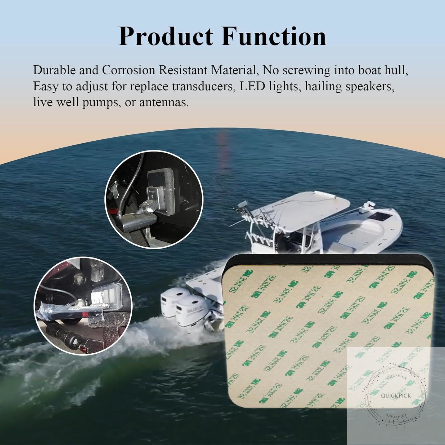 Transducer Mounting Plate, Marine-Grade Mounting Board (64.5″x3.5″x 0.75″)