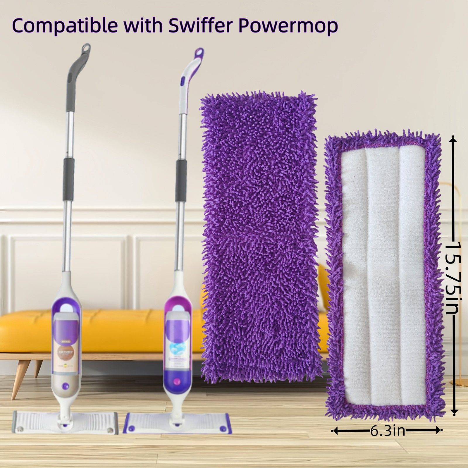 2~4 Pack Reusable Power Mop Washable Microfiber Pads Fit For 13″-15″ Mops