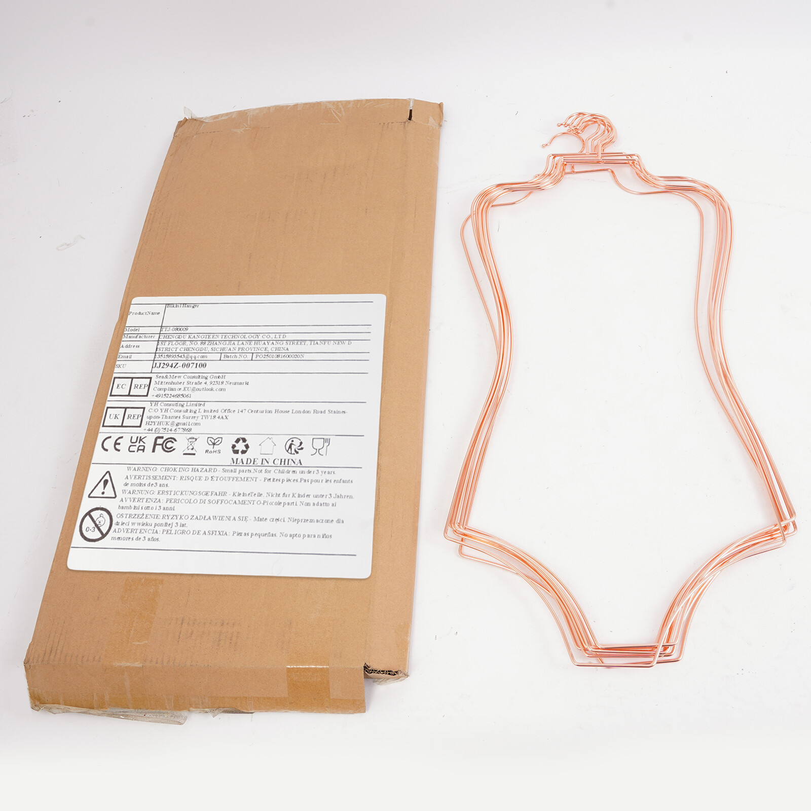 Rose Gold 10-Pack Body Shape Display Hangers for Swimwear and Lingerie