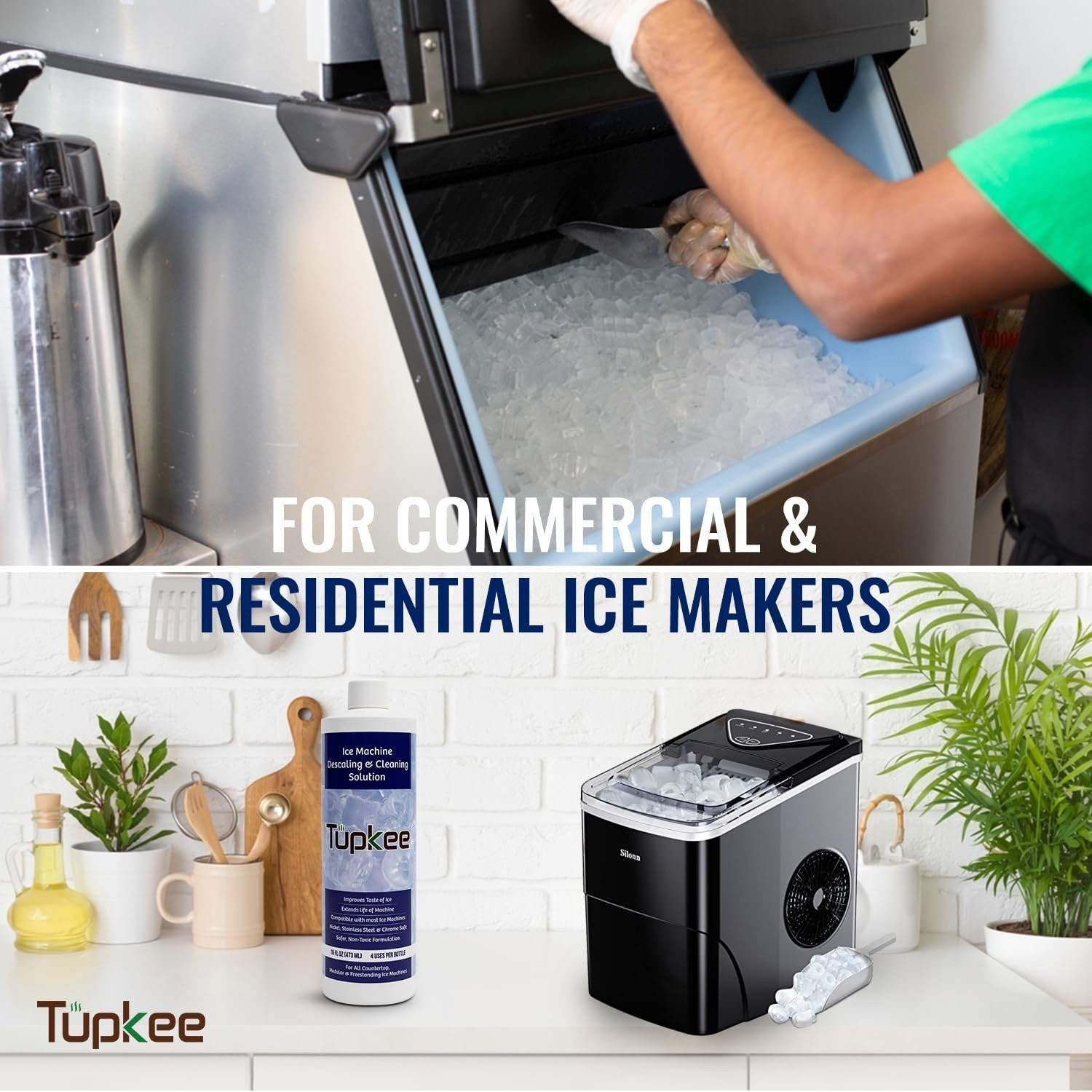 Tupkee Ice Machine Cleaner Nickel Safe, 16oz Ice Maker Cleaner, Universal 4 Pack