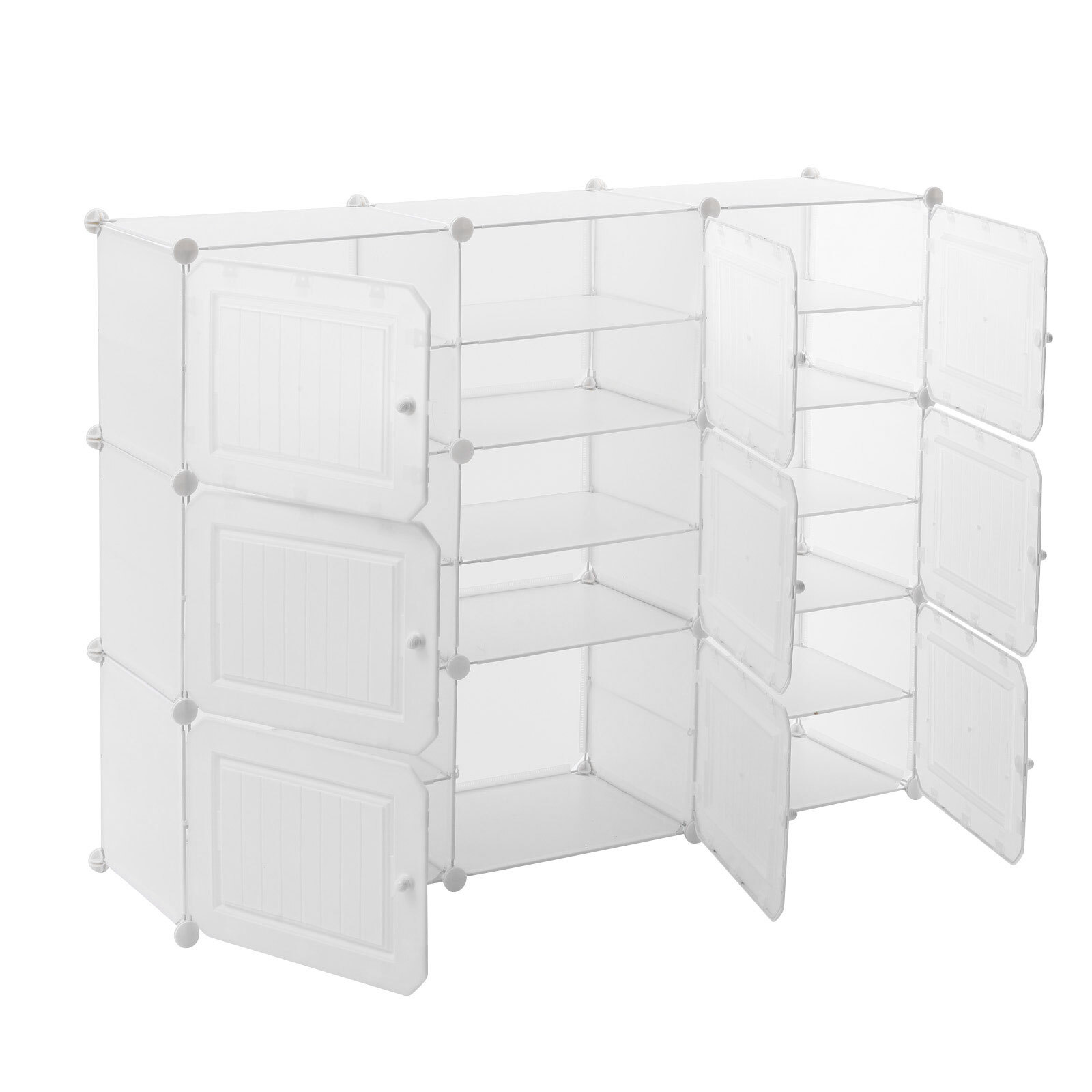 6-Tier Shelf Stackable Storage Organizer Shoe Rack Clear Door Unit Cube Cabinet