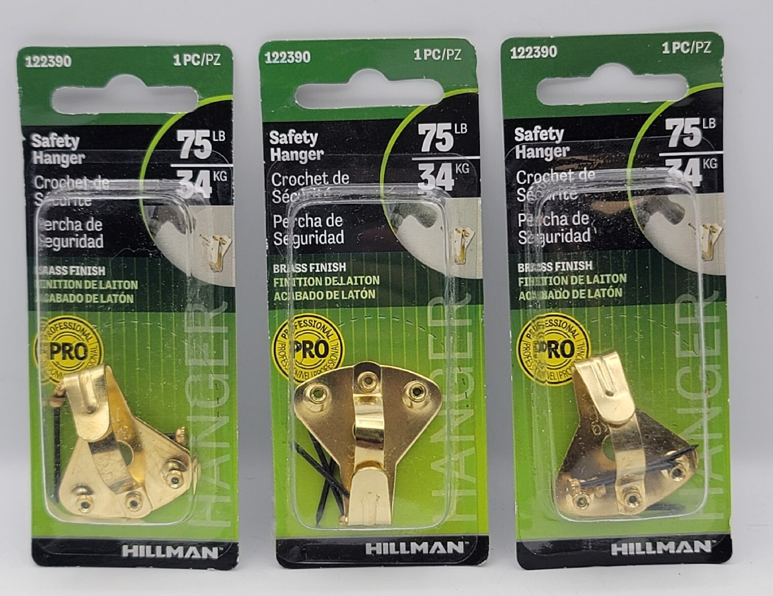 (3) Packs – Safety Picture Hangers 75lbs (34kg) Hillman 122390 NEW