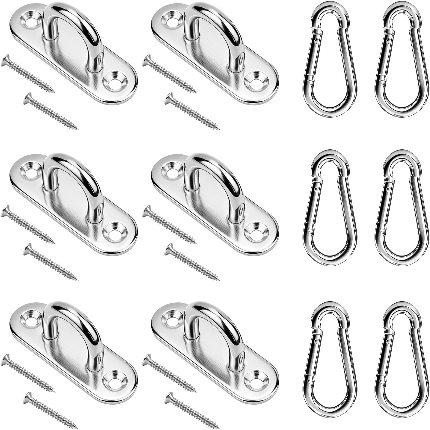 6Set Stainless Steel Pad Eye Hook M5 Ceiling Hanger Snap Hook U Loop Marine 1.8″