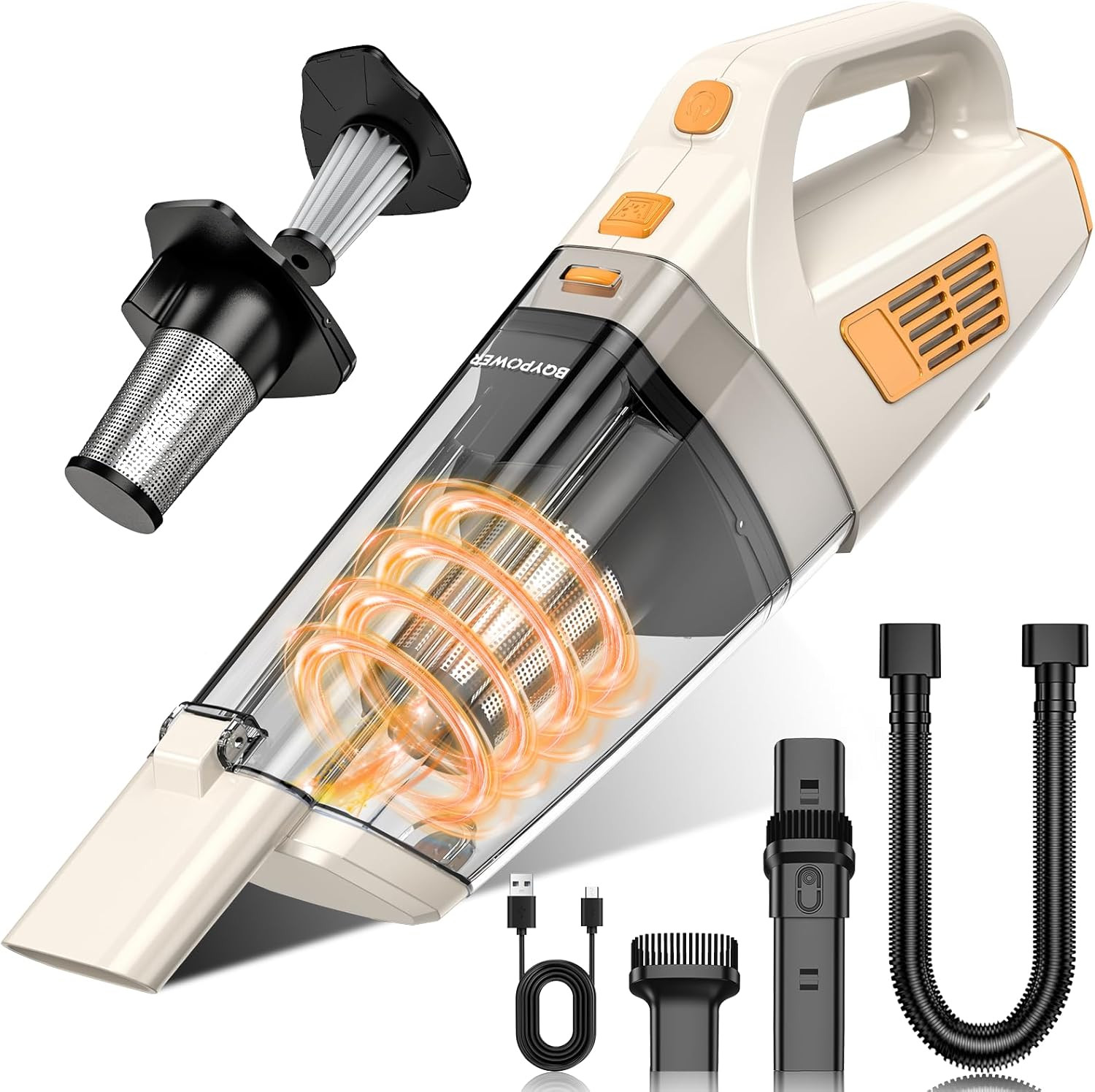 Handheld Vacuum Cordless, 16000PA Strong Suction Hand Held Vacuum Cordless Recha