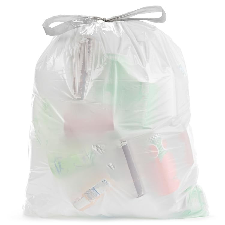 4 Gallon 0.7 MIL White Drawstring Trash Bags – 17″ x 21″ – Pack of 100 – For …