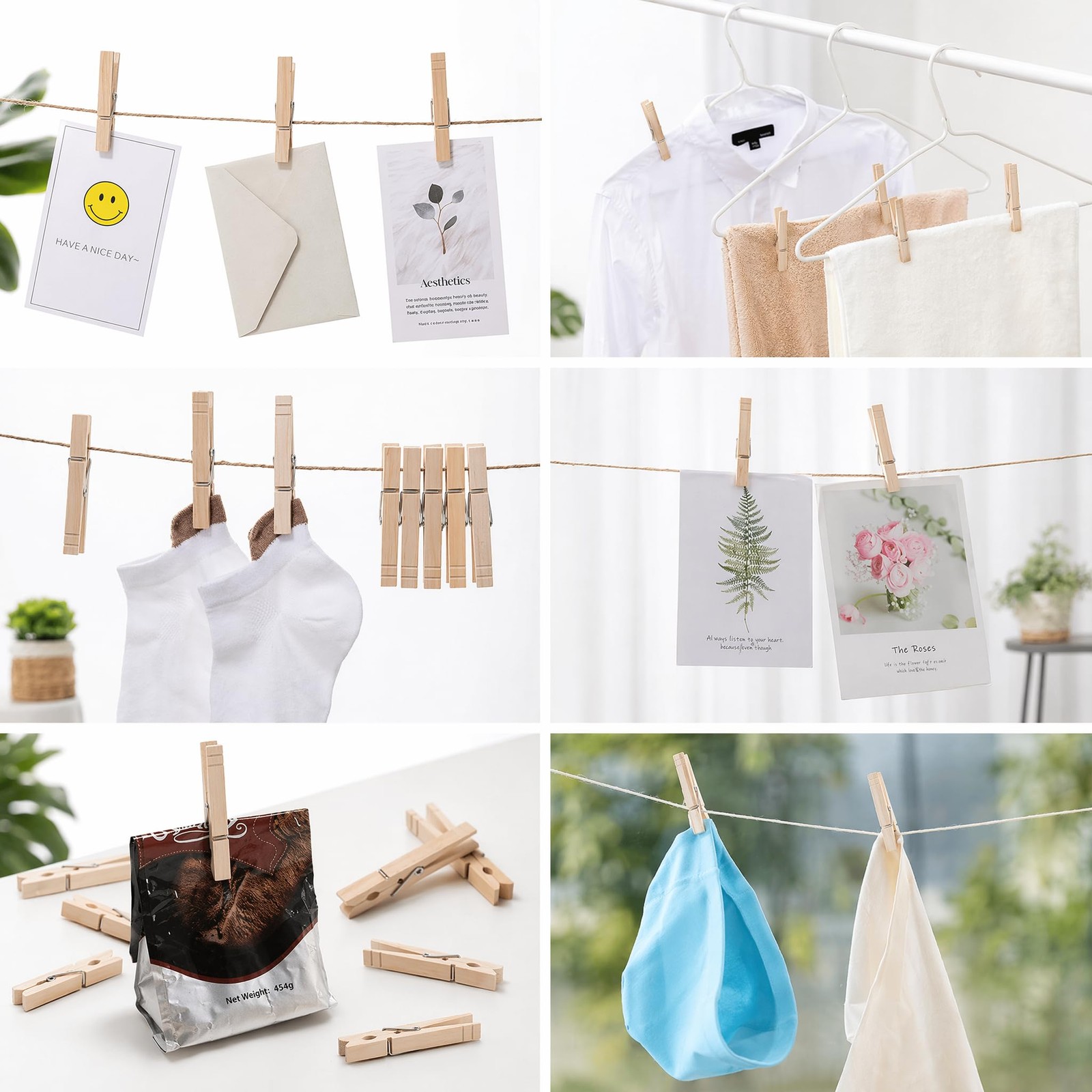 Clothes Pins Wood for Hanging Clothes,3.5 Inch【100pcs】 Heavy Duty Wooden Clothes