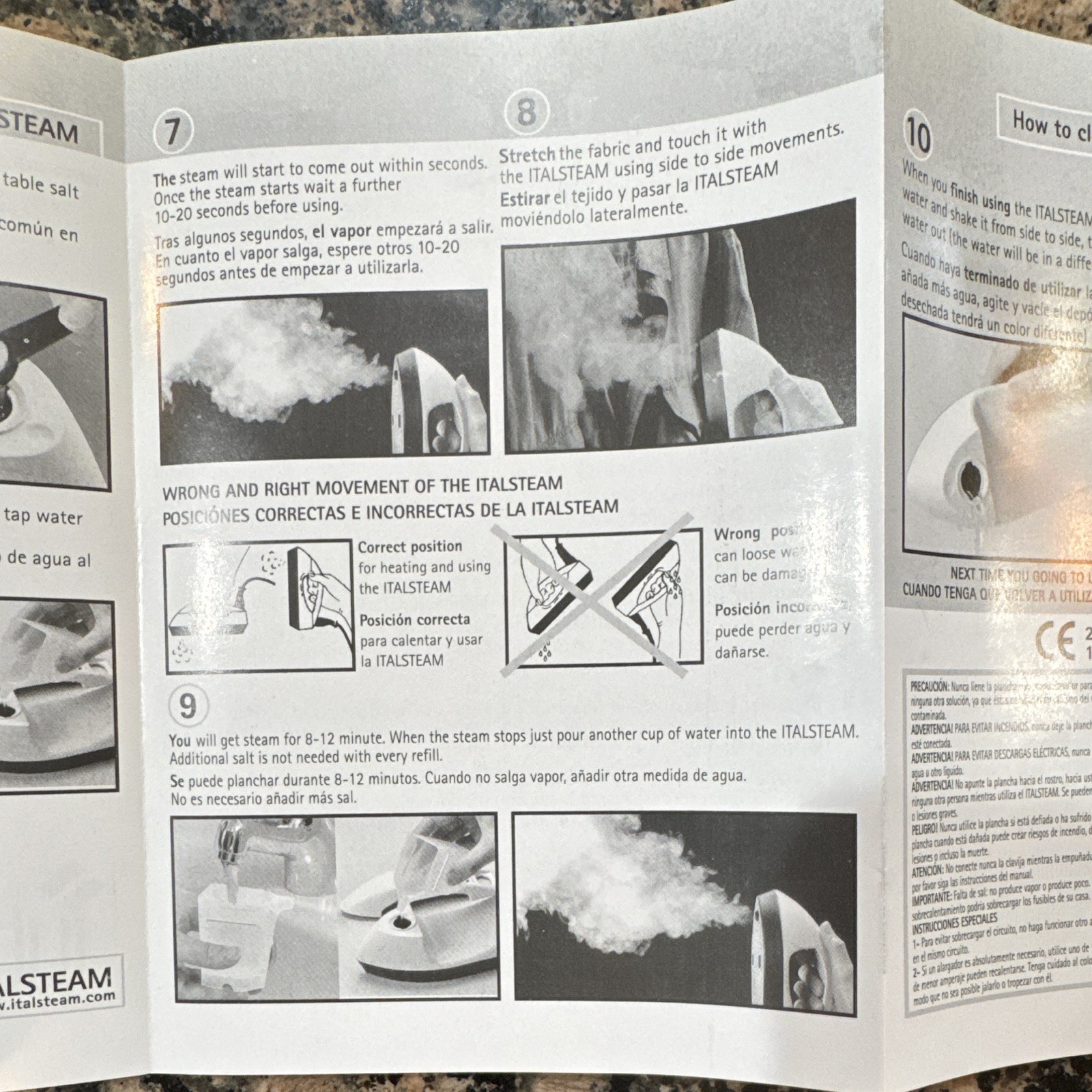 Italsteam Professional Lightweight Travel Steam Iron White/Gray Made in Italy,
