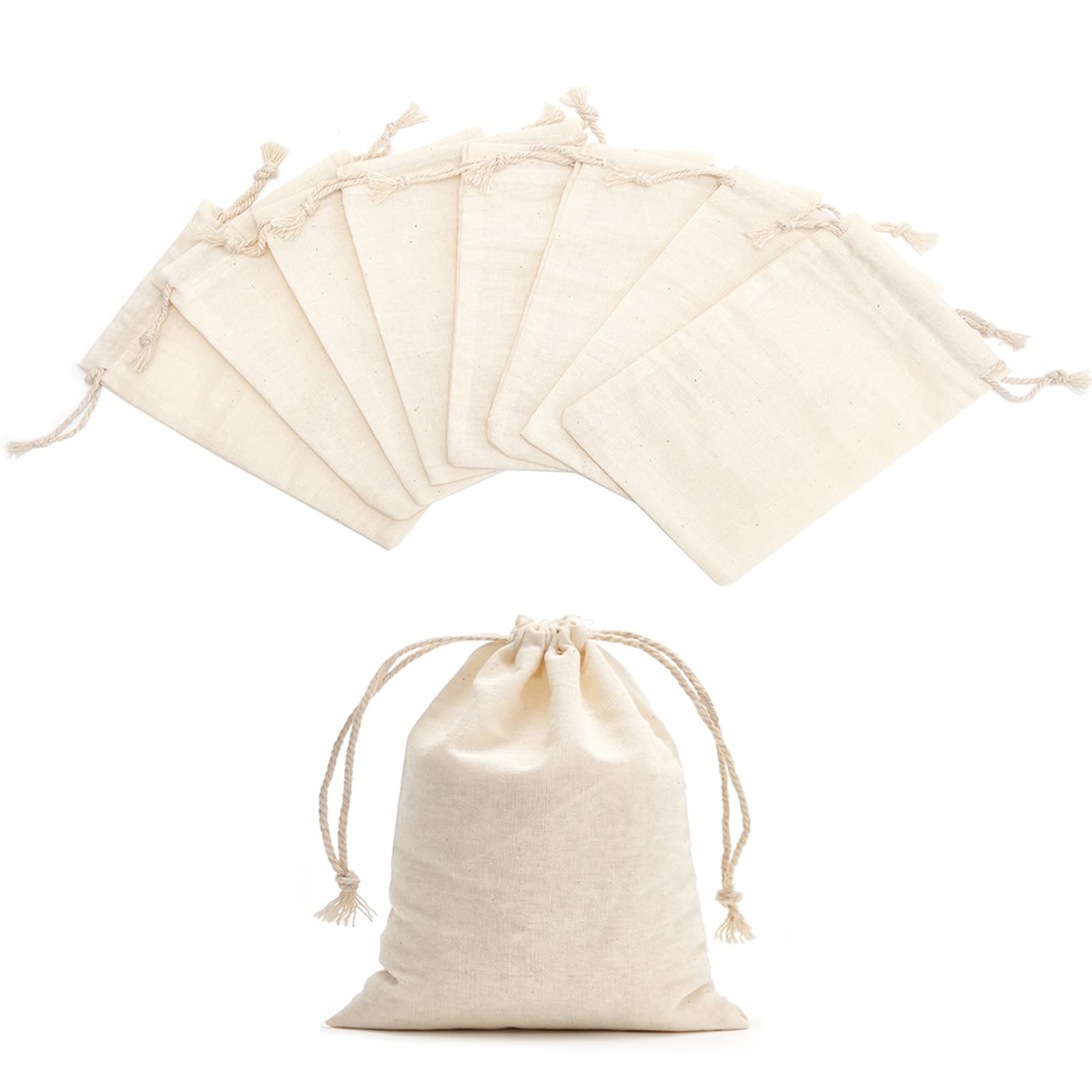 50 Pieces 3×4 Inches Cotton Drawstring Bags Reusable Muslin Sachet Bag for Pa…