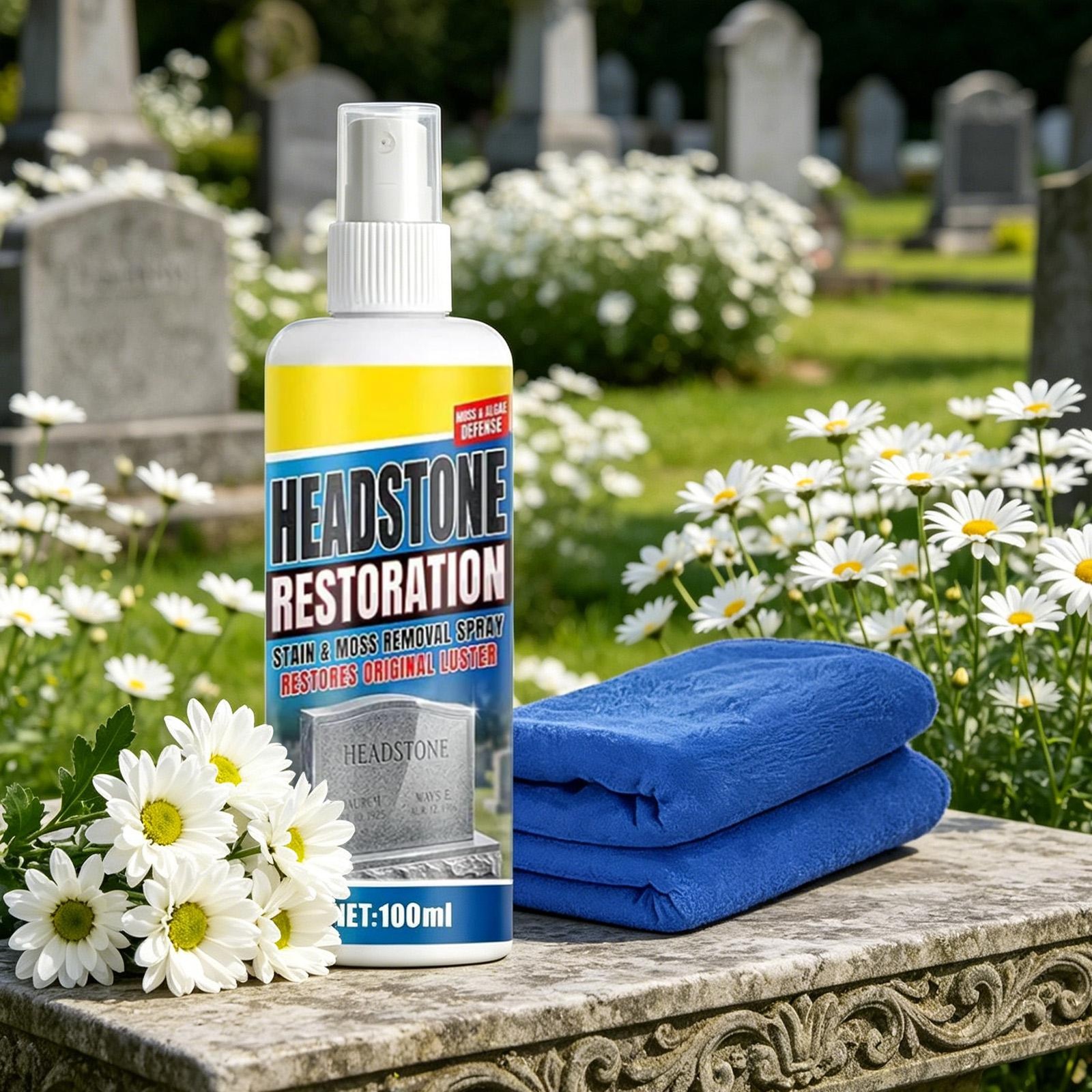 Headstone Restoration&Cleaning Spray,Stone Cleaner Gravestone Cleaning Kit