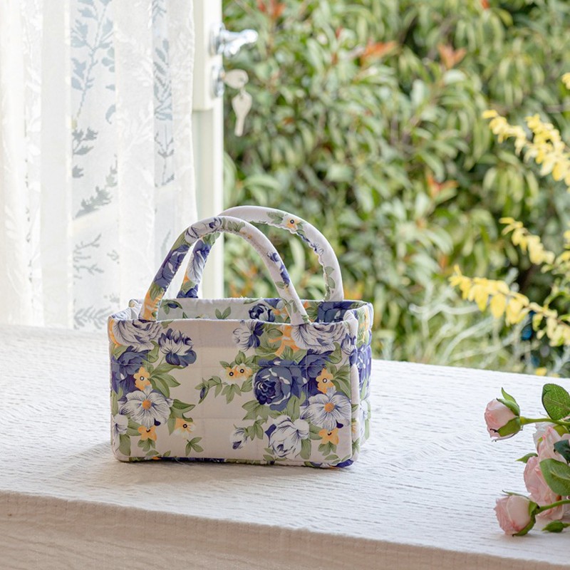Flroal Fabric Storage Basket Storage And Organizing Basket Miscellaneous Basket.