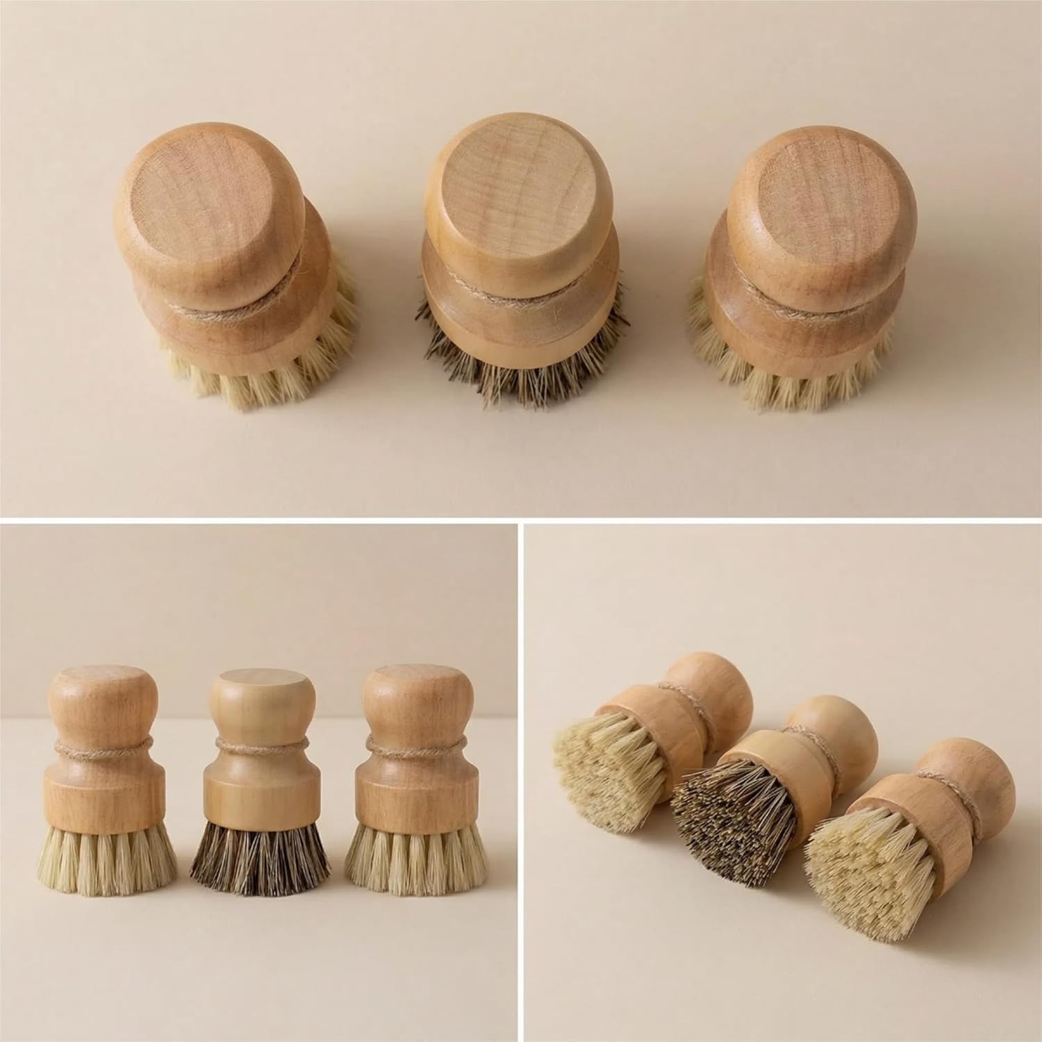 Wooden Dish Scrub Brush – Natural Fiber Kitchen Dish Scrubber Set, for Cleani…