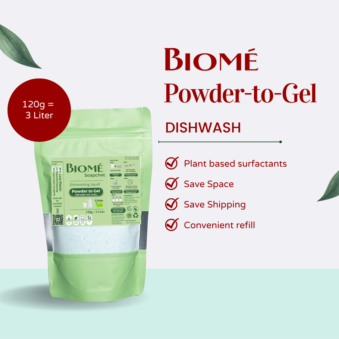 [8 Pack] MALAYSIA Powder-to-Gel Dishwash Soap 120g – 101 fl oz [Free Shipping]
