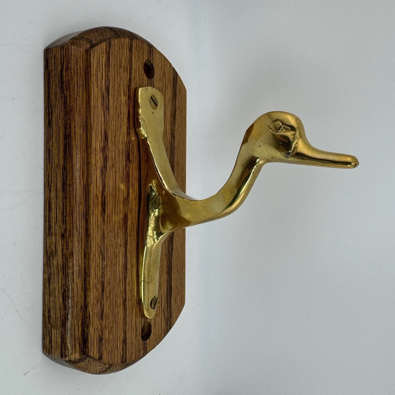 Vintage Solid Brass Mid-Century Modern Wall Mount Duck / Goose Coat / Hat Hook
