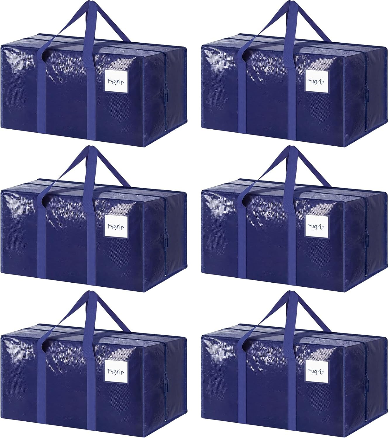 6 Pack Extra Heavy Duty Large Moving Bags with Strong Zipper & Comfortable Hand