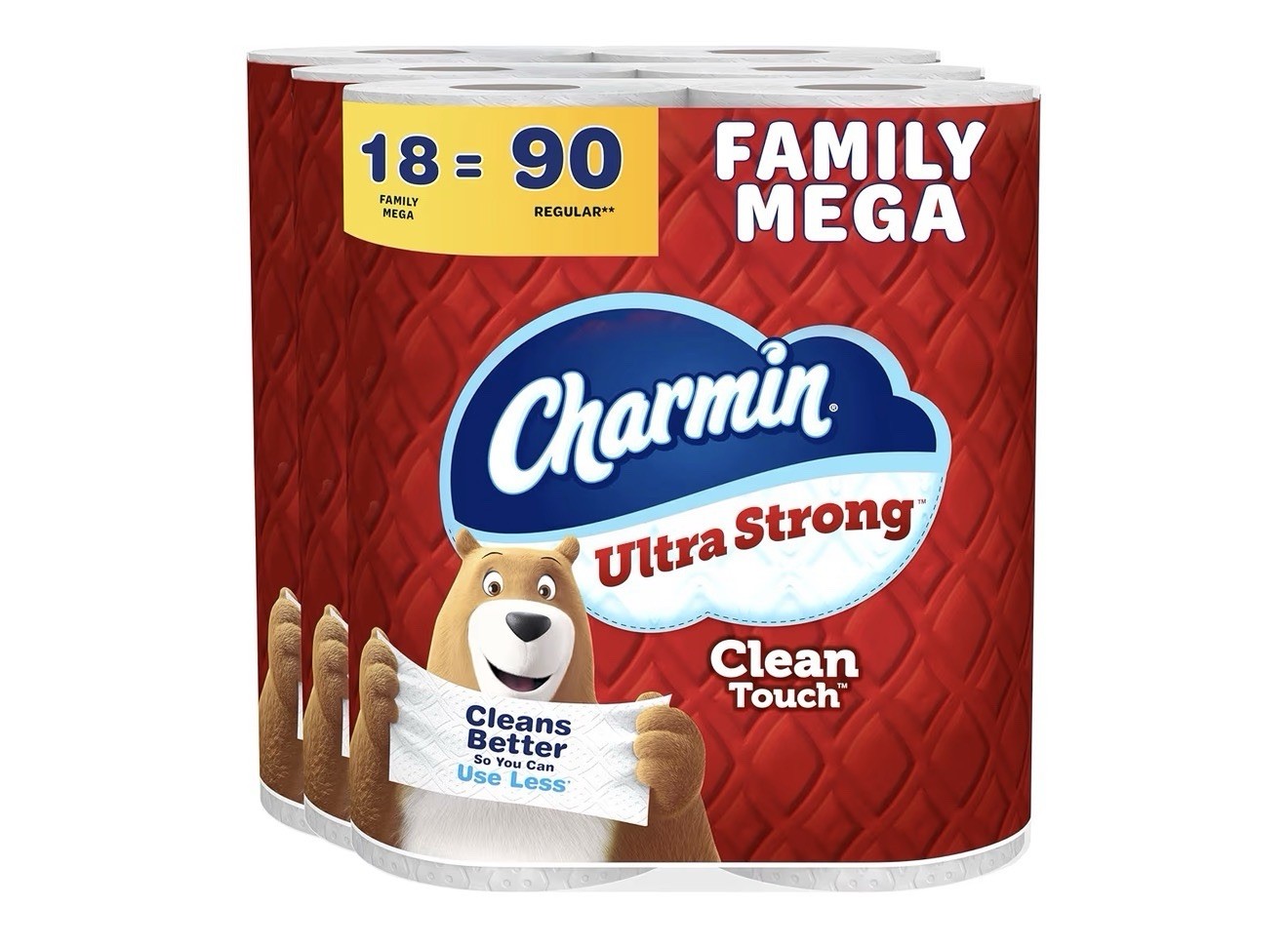 Charmin Ultra Strong Clean Touch Toilet Paper, 275 Sheet (Pack of 18), White