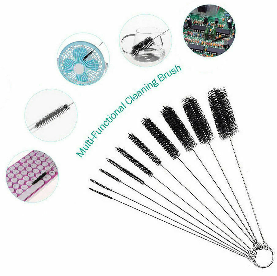 1-10 US Nylon Straw Brush Cleaner Bottle Tube Pipe Small Long Cleaning 10Pcs Set