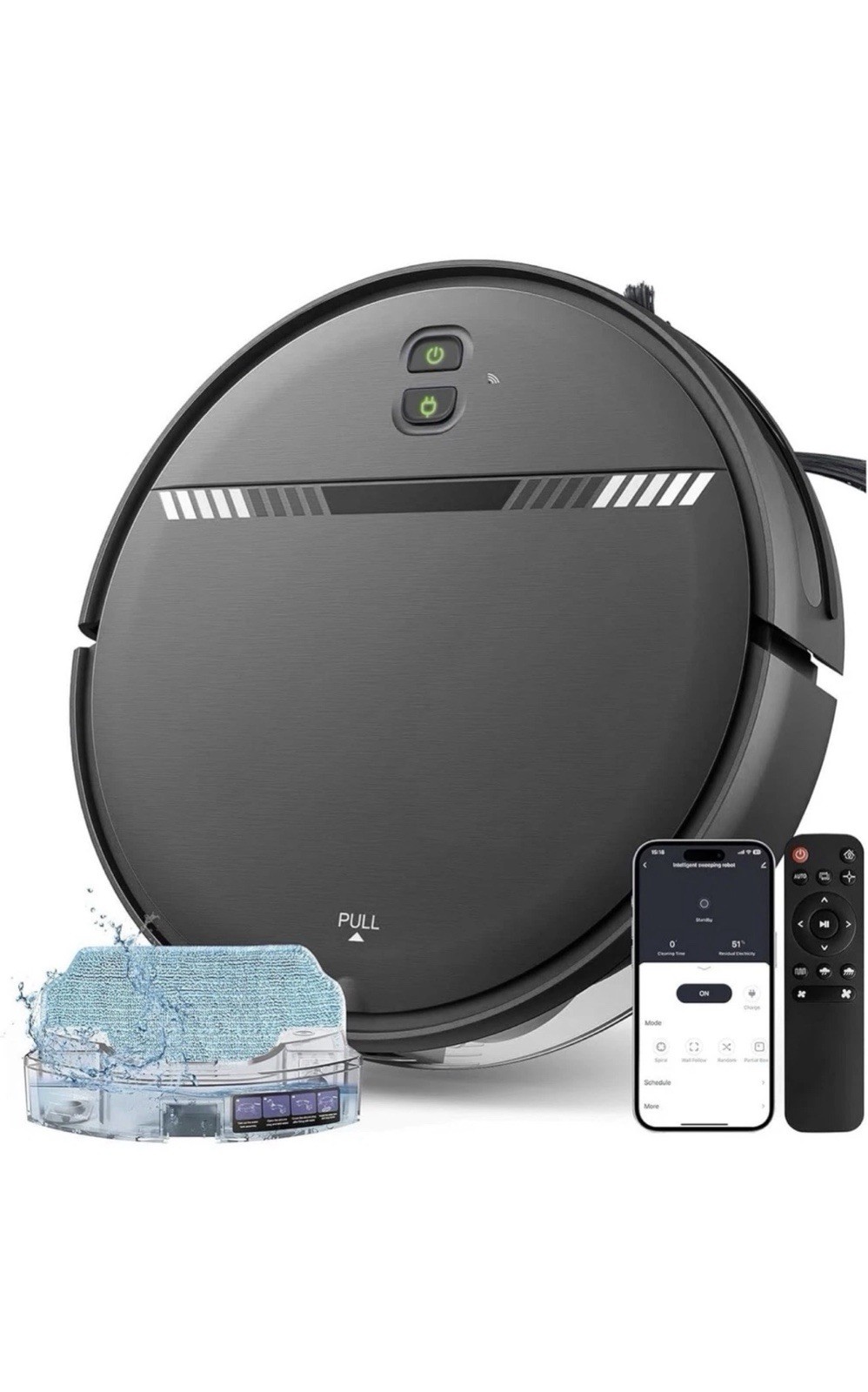 BR151 Robotic Cordless Bagless Vacuum Cleaner Wi-Fi Connectivity – Black