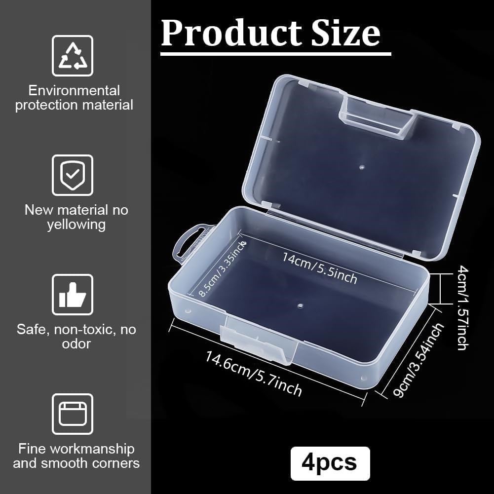 4 Pack 5.5×3.35×1.5 Large Clear Plastic Box Container Clear Storage Organizer…
