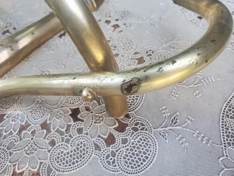 Vintage Brass Coat Rack Art Nouveau Barbershop Style Wall Hooks MCM Regency