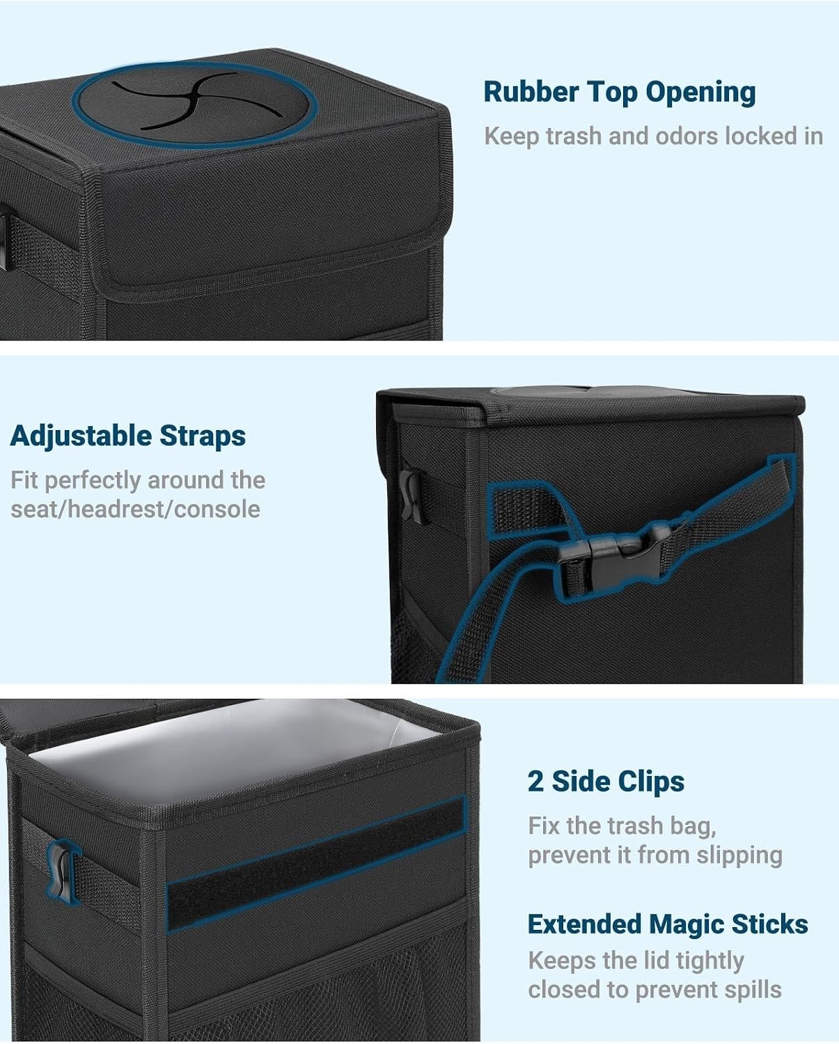 Car Trash Can with Lid, Leakproof Car Trash Bag Hanging Waterproof Automotive