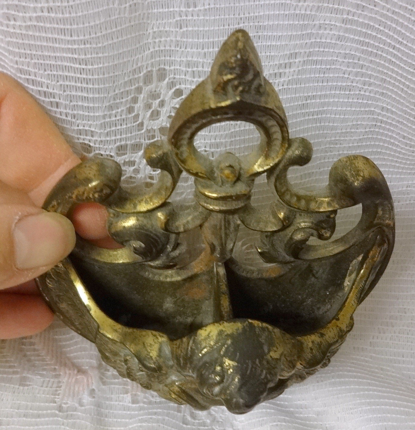 Antique Art Nouveau Deco Angel Old Numbered Brass Wall Pocket Ornate Fine Detail