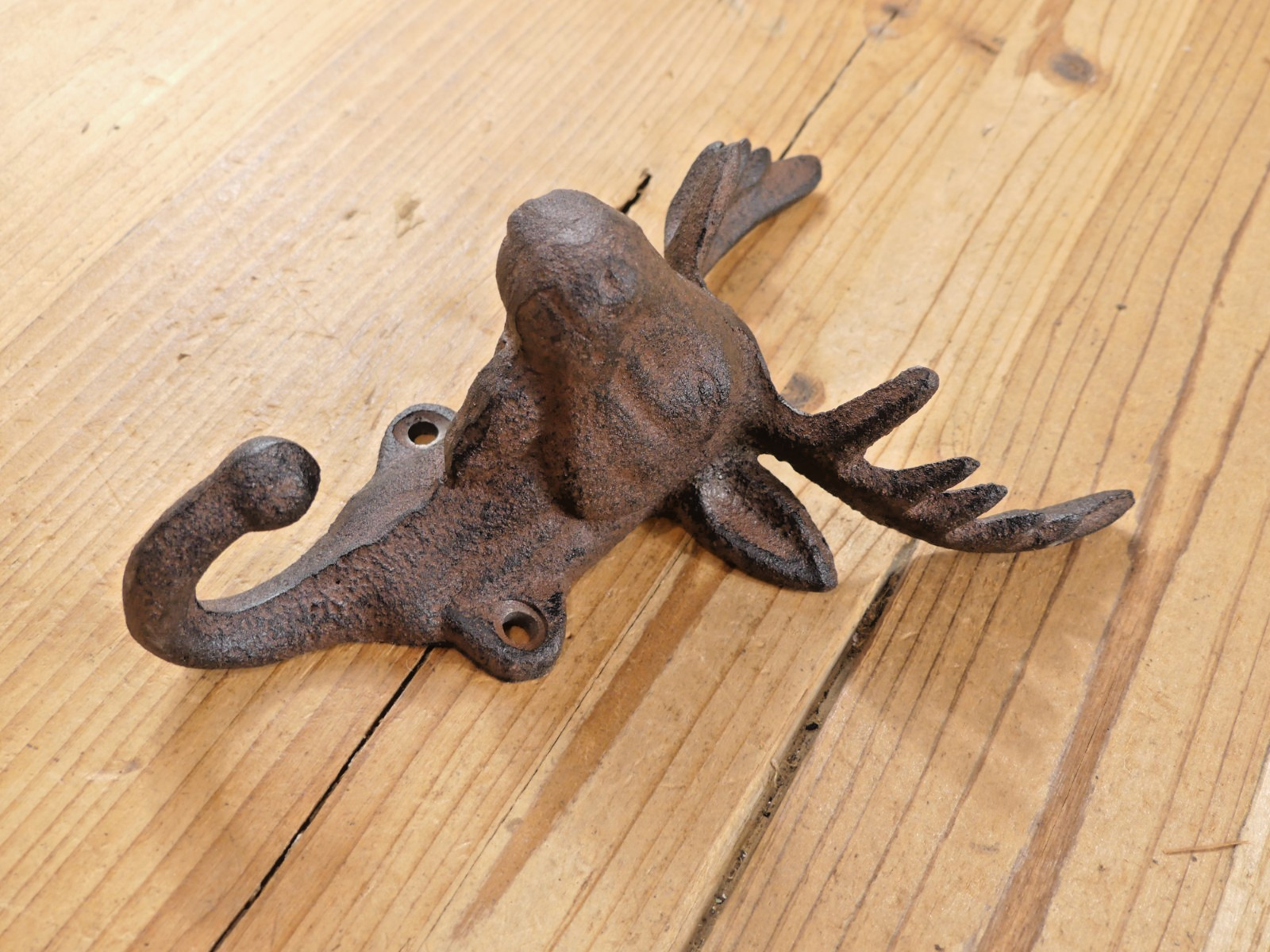 6 Rustic Elk Deer Moose Head Hooks Cast Iron Coat Hook Rack Restoration Hat