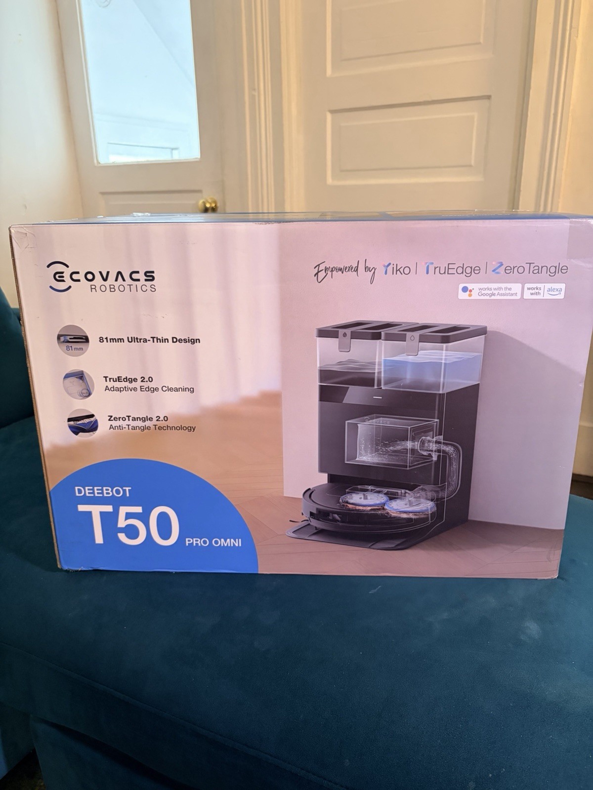 ECOVACS DEEBOT T50 PRO OMNI Bagless Cordless Robot Vacuum + OMNI Dock