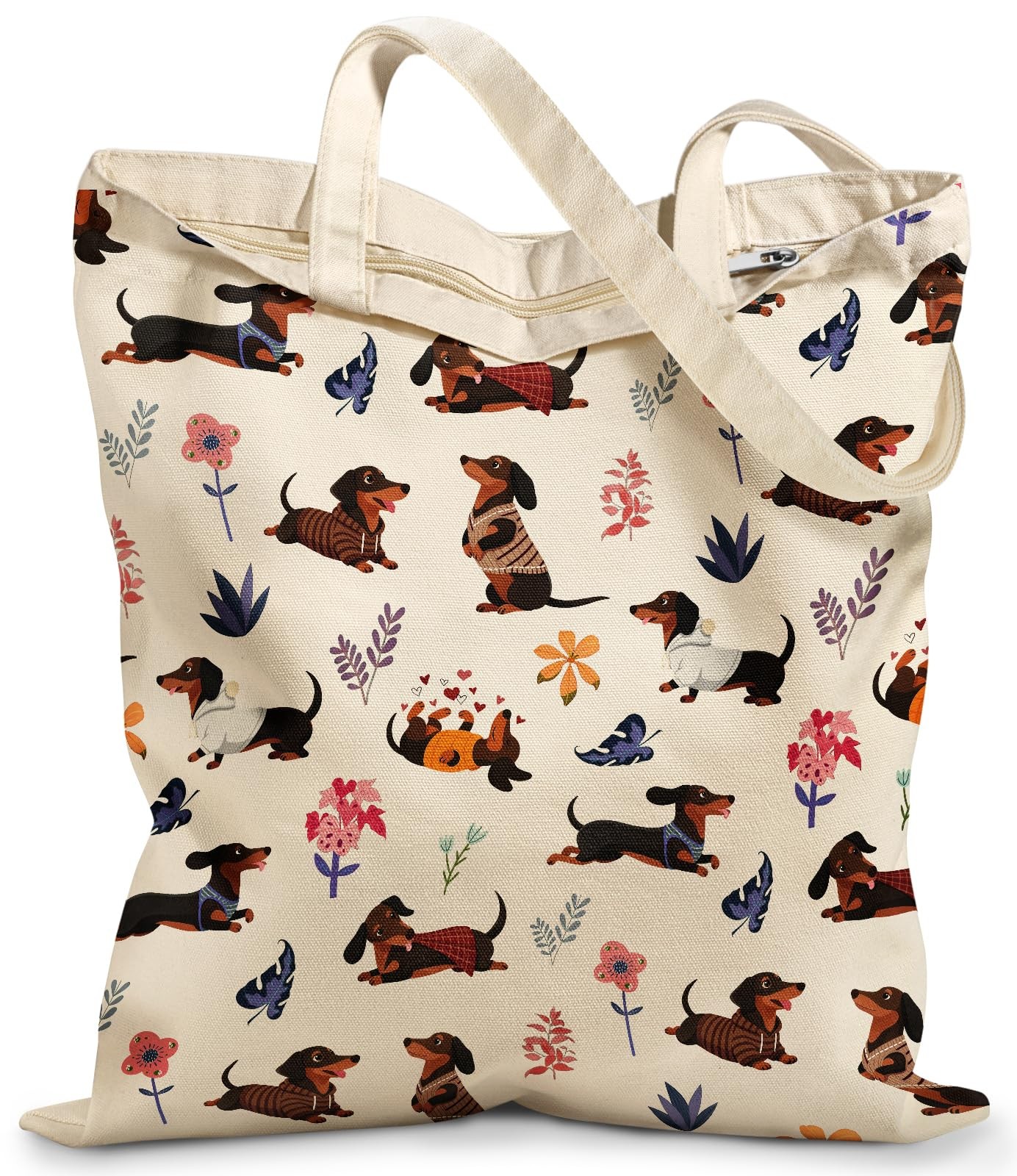 Canvas Tote Bag for Women – Cute Canvas Bags with Zipper Aesthetic Design Reu…
