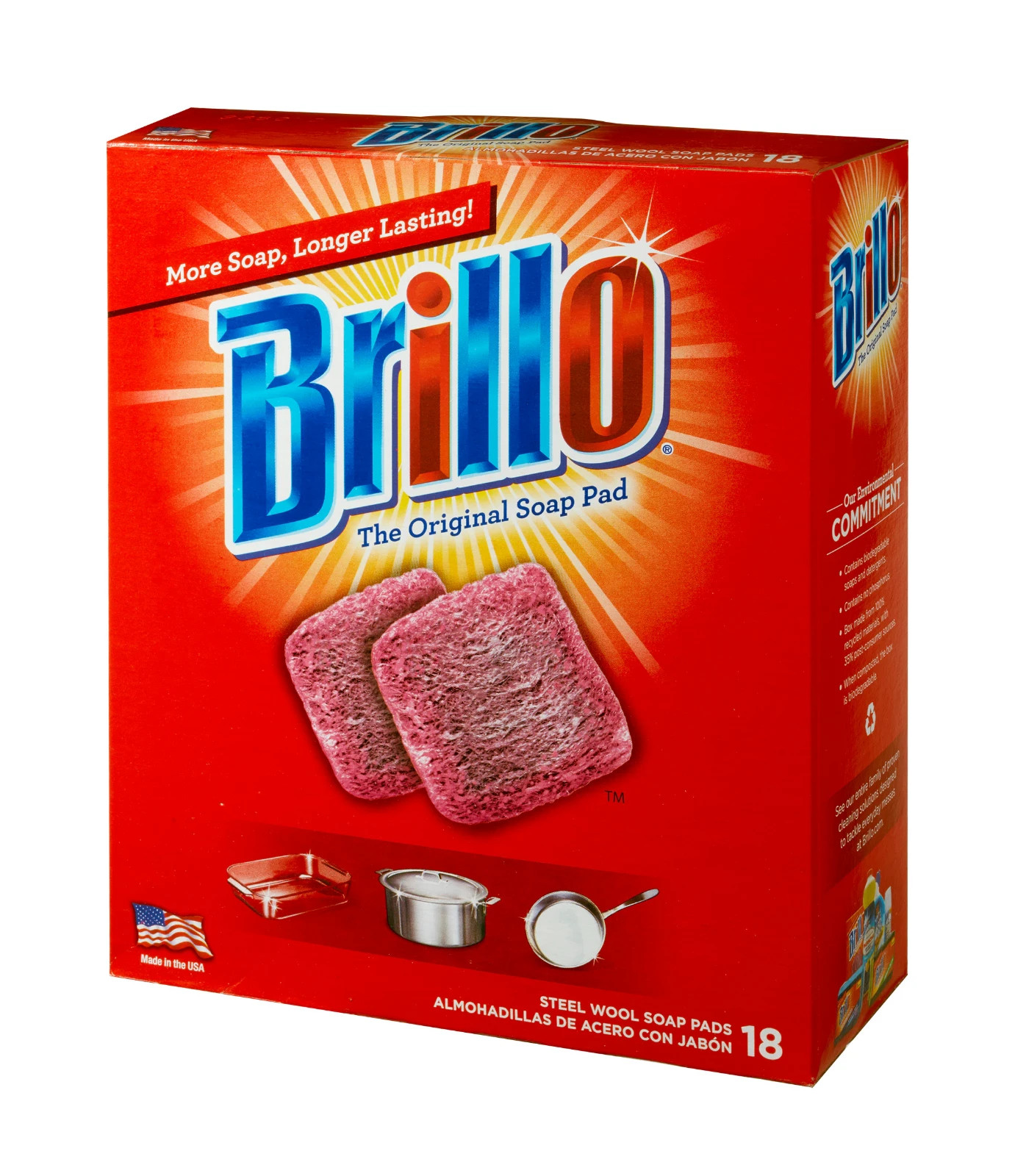 18 PADS – Brillo Steel Wool Scouring Soap Pad Pots Pans Grills Dishes Kitchen
