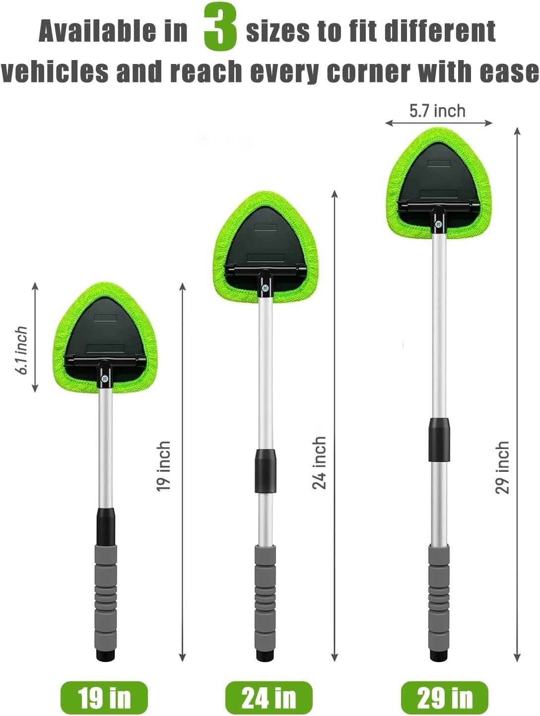29-inch Windshield Cleaner Kit with Extendable Handle and Microfiber Pads