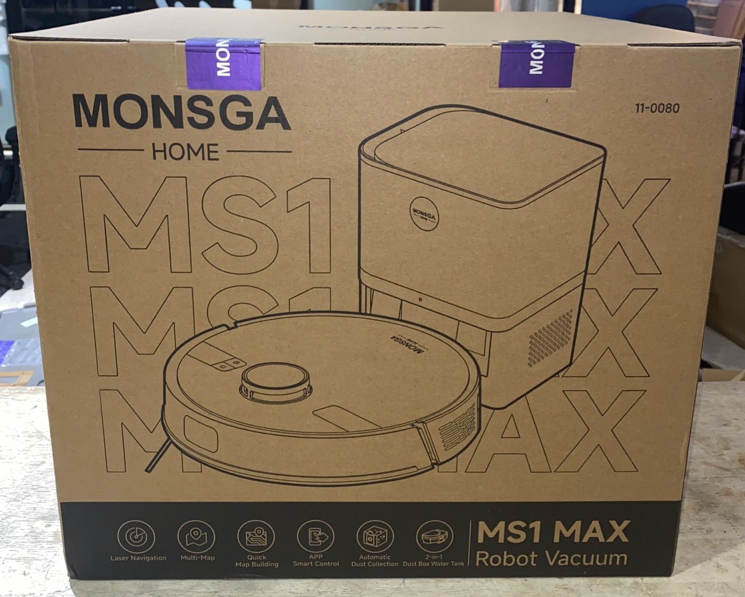 Monsga MS1 MAX Robot Vacuum & Mop Combo w/ 3.5L Self Emptying Station