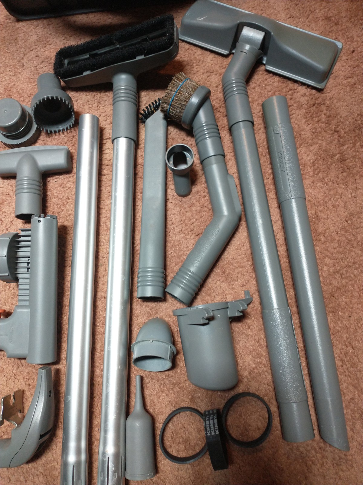 Kirby Vacuum Accessories Storage Caddy Hose Wands Tools & 3 Belts 20 pcs Used